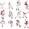 Baseball Player Cartoon Set Royalty Free Stock Photo
