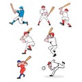 Baseball Player Cartoon Set