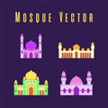 Set or collection of islamic mosque isolated flat design with pastel colorful,vector illustration mosque for ramadan kareem and