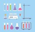 Set collection of laboratory science tools with various shape and object with modern flat style - vector Royalty Free Stock Photo