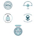 Set of collection marine sea resort harbor nautical logo design Royalty Free Stock Photo