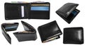 Set collection of men\'s black leather wallet with some money and cards in it, cut out isolated Royalty Free Stock Photo