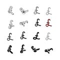 Set of Collection modern vector. Pound icon multi type of 3d iso