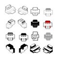 Set of Collection modern vector. Printer icon multi type of 3d i Royalty Free Stock Photo