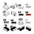 Set of Collection modern vector. router icon multi type of 3d is