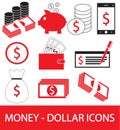 Set, collection or pack of Dollar currency icon or logo . Royalty Free Stock Photo