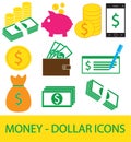 Set, collection or pack of Dollar currency icon or logo . Royalty Free Stock Photo