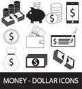 Set, collection or pack of Dollar currency icon or logo . Royalty Free Stock Photo