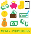 Set, collection or pack of Pound currency icon or logo. Royalty Free Stock Photo