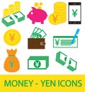 Set, collection or pack of Yen, Yuan or Renminbi currency icon or logo. Royalty Free Stock Photo