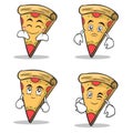 Set collection pizza character cartoon