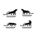 Set collection premium black panther vector logo illustration design Royalty Free Stock Photo