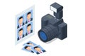 Isometric professional DSLR photo camera, Digital camera. Media technology and photography concept Royalty Free Stock Photo