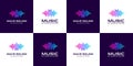 Set of collection pulse Music equalizer logo. Electronic audio icon. Music wave sign Music application icon. Player music logos