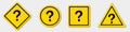Set collection of question point or mark in a yellow circle, triangle, rhombus and square with a shadow. symbol of question. Who,