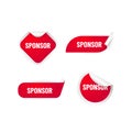 Set of collection red and white sponsor stickers design vector Royalty Free Stock Photo