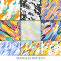 Set collection seamless pattern brush strokes pattern spots blobs paint bright print background Royalty Free Stock Photo