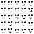 Set, collection of smiles, emoticons, emoji. Only eyes and mouths. Black silhouettes on a white background. Isolated vector icons.