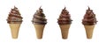 Set of collection soft serve ice cream of chocolate ice cream covered with colorful sprinkles on a crispy cone for summer isolated Royalty Free Stock Photo