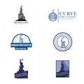 Set of collection statue education emblem logo design