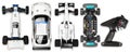 Set collection of various types of remote controlled RC toy scale race cars like buggy touring and formula racing car with remote Royalty Free Stock Photo