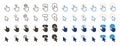 Set collection of vector cursor icons with arrow pointer and hand finger in different styles and different clicks Royalty Free Stock Photo