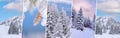 Set collection of winter natural backgrounds. backgrounds. Royalty Free Stock Photo