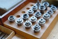 Set of collets of different diameters for metal working Royalty Free Stock Photo