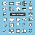 Set of coloful linear web icons: business, media, communication Royalty Free Stock Photo