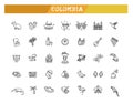 Set of colombia icons. Line art style icons Royalty Free Stock Photo