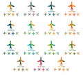 Set of color airplane logo icons