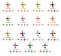 Set of color airplane logo icons