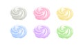 set of color airy french meringues, collection of marshmallow, zephyr. Vector in graphic vintage retro style. sweetness