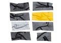 Set of color banners black gray yellow scotch tape- sticky tape cut on white background. can use business-paperwork-banner Royalty Free Stock Photo