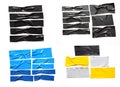 Set of color banners blue gray black yellow scotch tape- sticky tape cut on white background. Sticky mockup can use business-paper Royalty Free Stock Photo