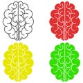 set color Brain flat icon. red, yellow, green, white