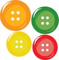 A set of color buttons on the white background