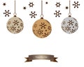 Set of color Christmas balls hanging on white background Royalty Free Stock Photo