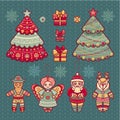 Set of color Christmas toys. Holiday decorations. Royalty Free Stock Photo