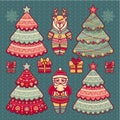 Set of color Christmas toys. Holiday decorations. Royalty Free Stock Photo