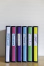 Set of color coded files and binders used by bookkeeper and accountant Royalty Free Stock Photo