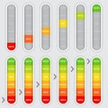 Set of color coded progress, vertical level indicator Royalty Free Stock Photo