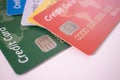 Set Of Color Credit Cards on white Royalty Free Stock Photo