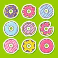 Set of color donuts stickers