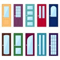 Set of color door icons, vector illustration