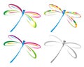 Set of color dragonfly.