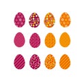 Set of color Easter eggs. Traditional symbol of Easter