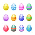 Set of color Easter eggs vector icons. Easter eggs