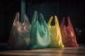 set of color eco-friendly shopping bags. A variety of colorful reusable bags.