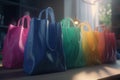 set of color eco-friendly shopping bags. A variety of colorful reusable bags.